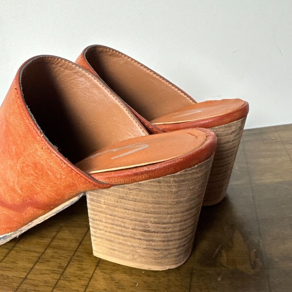Seven7 Copper Brown Leather Mule Clogs Block Heel Slip On Shoes Womens 9 - Picture 4 of 11